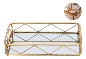 Bandeja Dourada em Metal com Espelho 40 cm - Mart