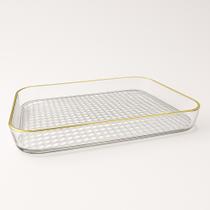 Bandeja Dourada Multiuso Organizadora Decorativa Grande 30cm