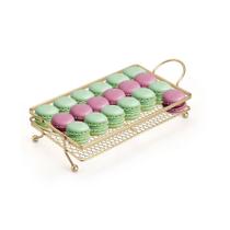 Bandeja Dourado Fosco Servir Decorar Festa Buffet Suporte Alça Aço