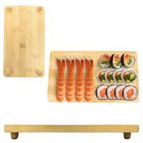 Bandeja em Bambu Para Sushi 24cm Prato Restaurante Oriental