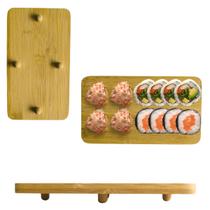Bandeja em Bambu Para Sushi Oriental 21cm Servir Restaurante