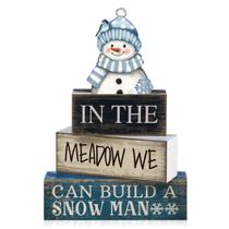 Bandeja em camadas de inverno com boneco de neve de madeira, decorada por Yuntau, 4 unidades Bandeja em camadas de inverno com boneco de neve de madeira, decorada por Yuntau, 4 unidades