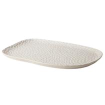 Bandeja Em Cerâmica Decorativa Multiuso Off White Médio 32cm