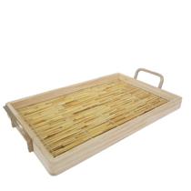 Bandeja em madeira fundo bambu - Carmella Presentes