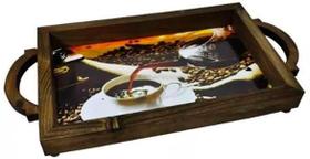 Bandeja Em Madeira Suporte Bebidas E Café Decorativa Coffe