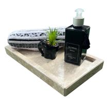 Bandeja Em Marmore Com Borda Travertino 34x19 Bege Bandeja Em Marmore Com Borda Travertino 34x19 Bege