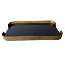 Bandeja em Metal Borda Curva com Vidro Preto 24297 - 40cm Bandeja em Metal Borda Curva com Vidro Preto 24297 - 40cm