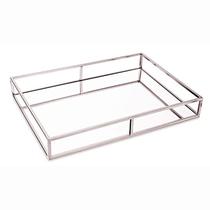 Bandeja em Metal com Espelho 8x36x50cm 09633 - Mart Bandeja em Metal com Espelho 8x36x50cm 09633 - Mart