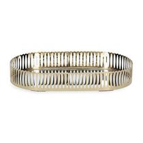 Bandeja em metal dourada com espelho - mart