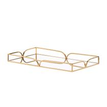 Bandeja Em Metal Dourado Com Espelho G - Mart Bandeja Em Metal Dourado Com Espelho G - Mart