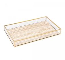 Bandeja em Metal Dourado com Palha 25x15x3cm - Lyor