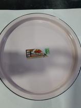 Bandeja esmaltada redonda Lisa para bules/ xicaras- Rosa bebe- numero 30