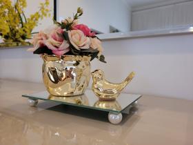 Bandeja Espelhada 12x20cm com pés de Perola ou acrílico Ideal para Lavabos e banheiro, PODE MOLHAR Bandeja Espelhada 12x20cm com pés de Perola ou acrílico Ideal para Lavabos e banheiro, PODE MOLHAR