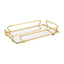 Bandeja Espelhada 15x25cm Dourada Aramada Para Decoração Porta Acessórios Jóias Servir Drinks Petiscos Multiuso Bandeja Espelhada 15x25cm Dourada Aramada Para Decoração Porta Acessórios Jóias Servir Drinks Petiscos Multiuso