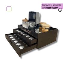 Bandeja Espelhada 2 Gavetas Marrom Nespresso Porta 48 Capsulas Cantinho do Cafe Organizador Mdf - BOX FAN