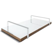 Bandeja Espelhada 25X50Cm Borda Infinita Castanho Alça Prata