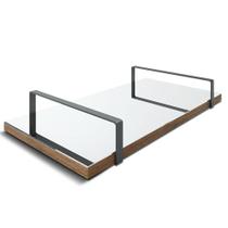 Bandeja Espelhada 25x50cm Borda Infinita Castanho Com Alça Preta