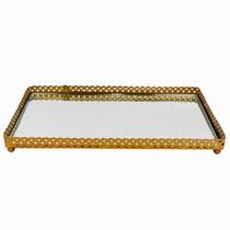 Bandeja Espelhada 26x16cm em Metal - Dourada