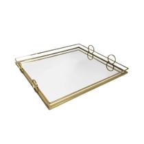 Bandeja Espelhada Adely Decor Dourada 40x35 cm 1 Peça