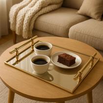 Bandeja Espelhada C/ Alças Sala Ideal P/ Bar E Café Decorar