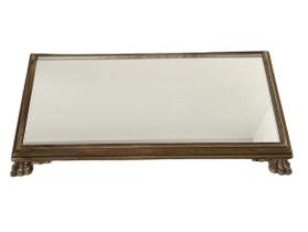 Bandeja Espelhada de Madeira Envernizada - Retangular para Lavabo / Bar / Sala
