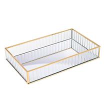 Bandeja Espelhada de Metal com Espelho Lavabo Dourada 25x15x4cm Lyor Bandeja Espelhada de Metal com Espelho Lavabo Dourada 25x15x4cm Lyor