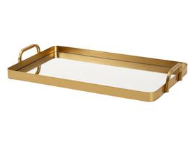 Bandeja Espelhada Decorativa Dourada Em Metal Grande