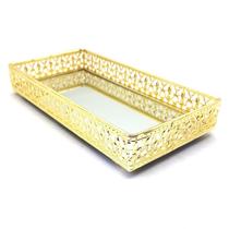 Bandeja Espelhada Decorativa Gold Cozinha Lavabo Sala 20x10 - Flash
