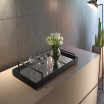 Bandeja Espelhada Decorativa Madeira Com Alça Preta Bandeja Espelhada Decorativa Madeira Com Alça Preta