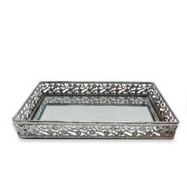 Bandeja Espelhada Decorativa Prata bandeja Retangular 20cm Bandeja Espelhada Decorativa Prata bandeja Retangular 20cm