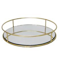 Bandeja Espelhada Decorativa Redonda Metal Lavabo Banheiro