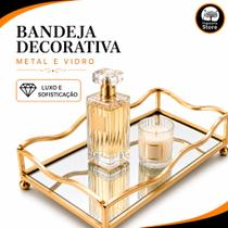 Bandeja Espelhada Dourada Metal Vidro Porta Perfumes Maquiagem Jóias Organizador Penteadeira Lavabo Bandeja Espelhada Dourada Metal Vidro Porta Perfumes Maquiagem Jóias Organizador Penteadeira Lavabo