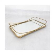 Bandeja Espelhada Dourada Retangular 40X26X6,5Cm - Adely Decor By Day Home