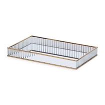 Bandeja Espelhada Em Vidro Com Detalhes Dourados - M - Mart