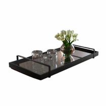 Bandeja Espelhada Laqueada Preto com Alça Preta Bandeja Espelhada Laqueada Preto com Alça Preta