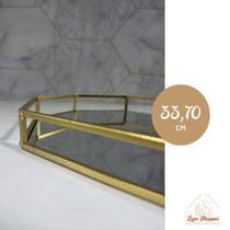Bandeja Espelhada Luxo Decorativa Dourada Banheiro Cozinha Sala de Estar Decoração