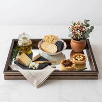 Bandeja Espelhada Madeira Trabalhada Luxo Decorativa Petisqueira Café Lavabo Sala Quarto 3 Tamanhos