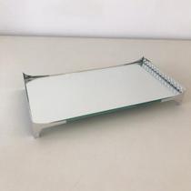 Bandeja Espelhada Mmdecor Linha Elos Slim 12x22cm Inox Prateada