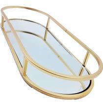 Bandeja Espelhada Oval Metal Dourado Lavabo Multiuso 30x12cm Bandeja Espelhada Oval Metal Dourado Lavabo Multiuso 30x12cm