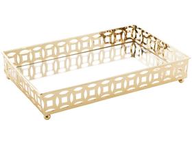 Bandeja Espelhada para Servir e Decorar Retangular - House Singapura 13x4x21cm