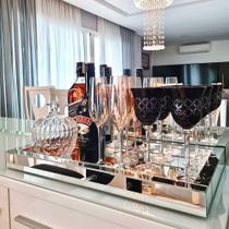 Bandeja Espelhada Prata Bar Decorativa Tamanho 30x50 Cm