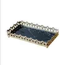 Bandeja espelhada retangular de metal 10.5x20.5cm Bandeja espelhada retangular de metal 10.5x20.5cm