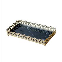 Bandeja espelhada retangular de metal 10.5x20cm Bandeja espelhada retangular de metal 10.5x20cm