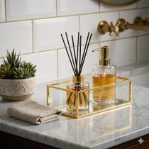 Bandeja Espelhada Retangular Metal Decoração Lavabo Quarto Dourada 23x16cm Alira Home Bandeja Espelhada Retangular Metal Decoração Lavabo Quarto Dourada 23x16cm Alira Home