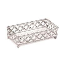 Bandeja Espelhada Retangular Prateada 18 cm Formosinha