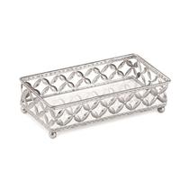 Bandeja Espelhada Retangular Prateada 24 cm Formosinha