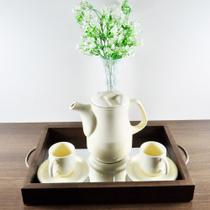 Bandeja Espelhada Rústica Madeira Natural Verniz 22x32x4 com pés silicone e alças metal prateado/cromado