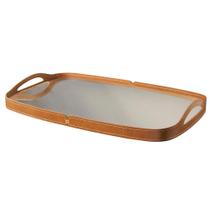 Bandeja Espelhada Vale em Couro Marrom