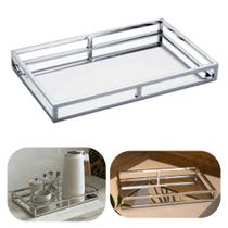Bandeja Espelhado em Aço Inox 41cm Wolff Ideal Para Aparador, Licoreira e Cristaleira de Luxo