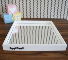 Bandeja Espelho B101 MDF Branca Cílios Bebê Kit Higiene Infantil Decoração Bancada Multi Uso